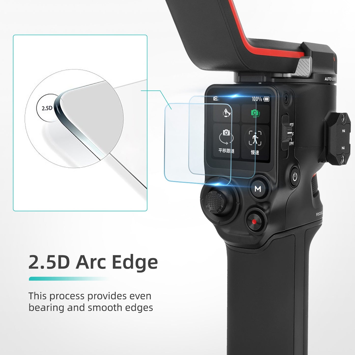 Uniqkart RO-GHM449 2Pcs for DJI RS 3/RS 3 Pro Handheld Stabilizer Tempered Glass Touch Screen Protector Anti-fingerprint Cover Film
