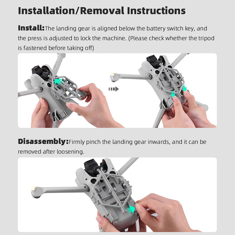 BRDRC EWB9319 For DJI Mini 3 Pro Landing Gear Foldable Drone Height Extension Sled Shape Protector