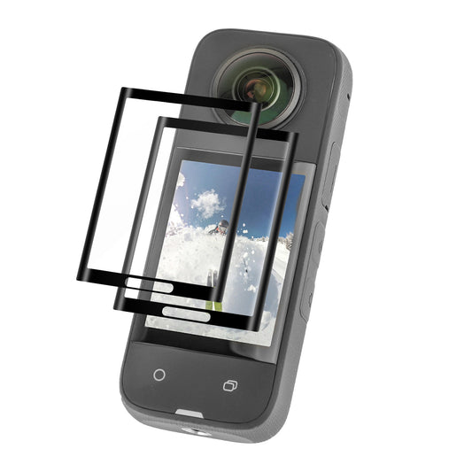 Uniqkart IST-BHM492 2 Sets Anti-dust Hard Tempered Glass Screen Protector for Insta360 X3, Curved Design Full Covering Camera Screen Film