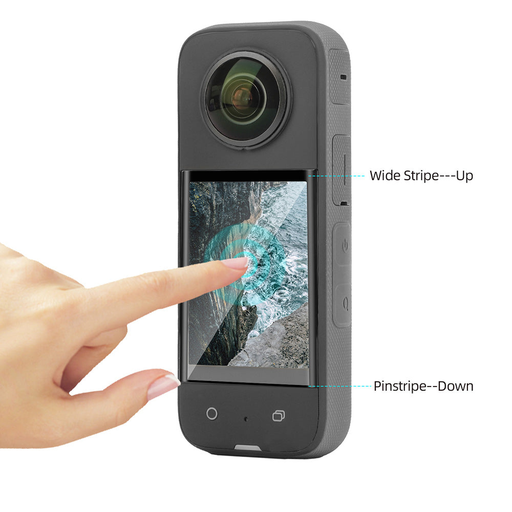 SUNNYLIFE IST-BHM499 2 Sets HD Clear Camera Screen Protector Kit for Insta360 X3, Anti-explosion Curved Design Full Covering Tempered Glass Screen Film