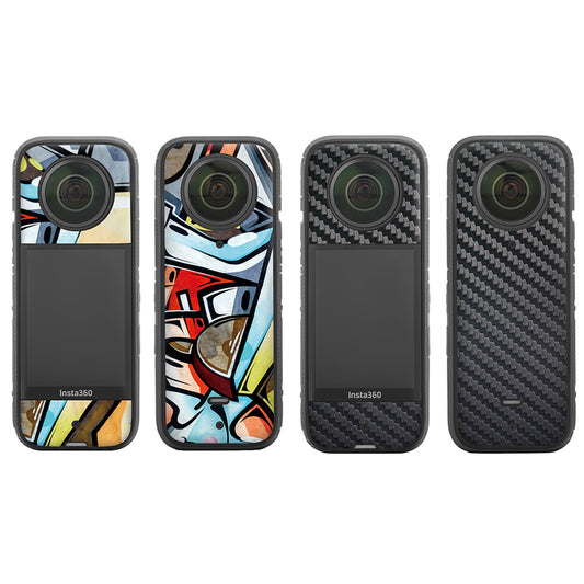 Uniqkart IST-TZ485 For Insta360 X3 Adhesive Cute Pattern PVC Sticker Set Decoration Camera Accessories Kit - Graffiti / Carbon Fiber