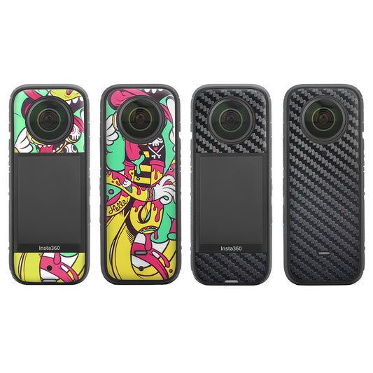 Uniqkart IST-TZ485 For Insta360 X3 Adhesive Cute Pattern PVC Sticker Set Decoration Camera Accessories Kit - Hip-hop / Carbon Fiber