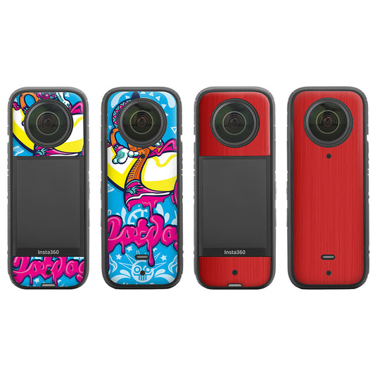 Uniqkart IST-TZ485 For Insta360 X3 Adhesive Cute Pattern PVC Sticker Set Decoration Camera Accessories Kit - Pirate / Brushed