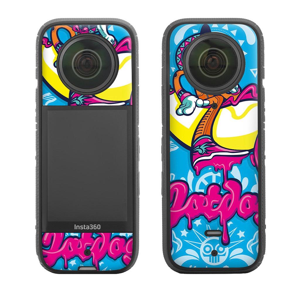 Uniqkart IST-TZ485 For Insta360 X3 Adhesive Cute Pattern PVC Sticker Set Decoration Camera Accessories Kit - Pirate / Brushed
