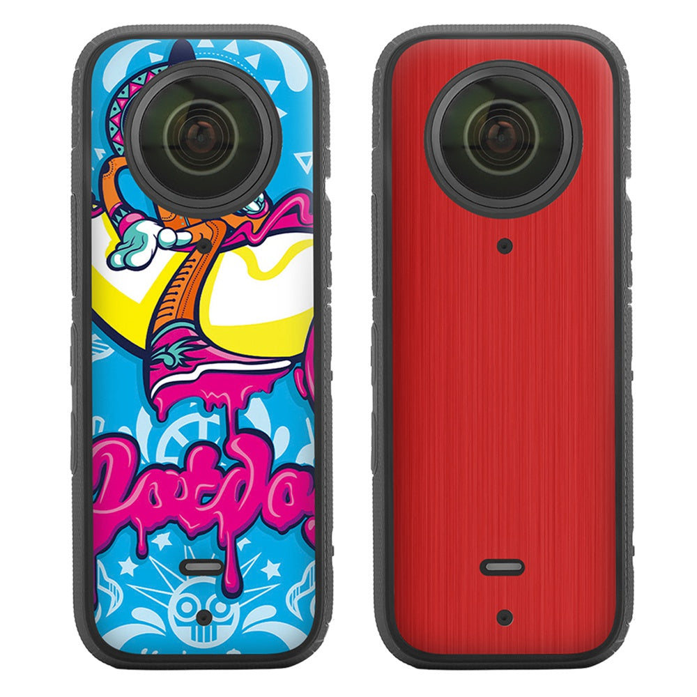 Uniqkart IST-TZ485 For Insta360 X3 Adhesive Cute Pattern PVC Sticker Set Decoration Camera Accessories Kit - Pirate / Brushed