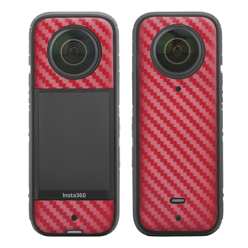 Uniqkart IST-TZ485 For Insta360 X3 Adhesive Cute Pattern PVC Sticker Set Decoration Camera Accessories Kit - Panda / Carbon Fiber