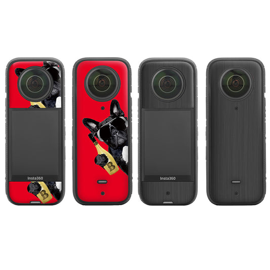 Uniqkart IST-TZ485 For Insta360 X3 Adhesive Cute Pattern PVC Sticker Set Decoration Camera Accessories Kit - Dog / Brushed