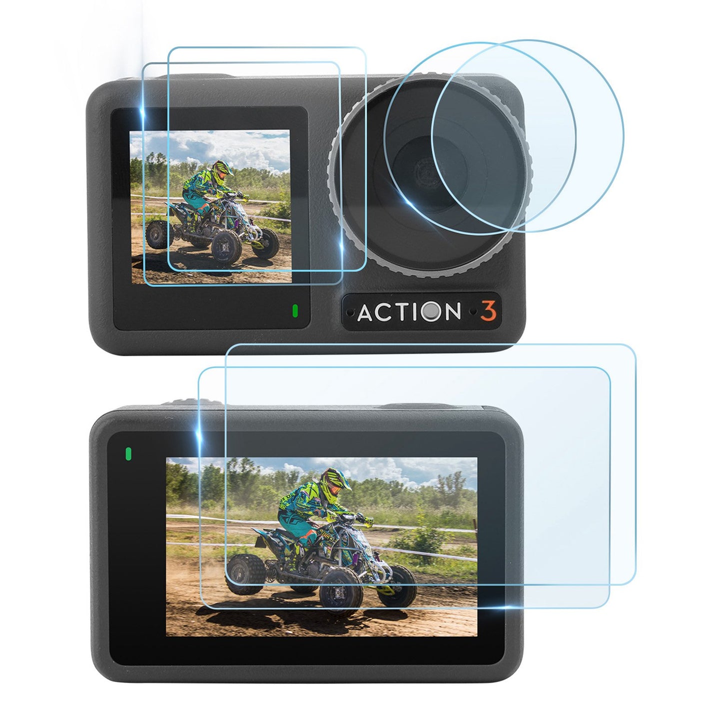 Uniqkart OA3-BHM495 6Pcs / Set Tempered Glass Screen Protector for DJI Osmo Action 3 Anti-scratch Camera Lens Film + Screen Film Combo