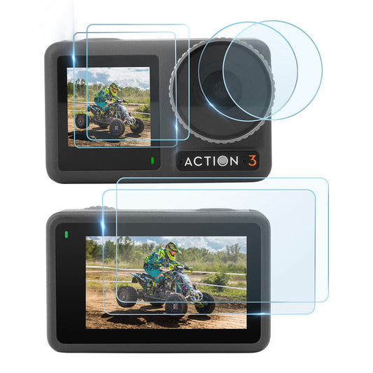 Uniqkart OA3-BHM495 6Pcs / Set Tempered Glass Screen Protector for DJI Osmo Action 3 Anti-scratch Camera Lens Film + Screen Film Combo