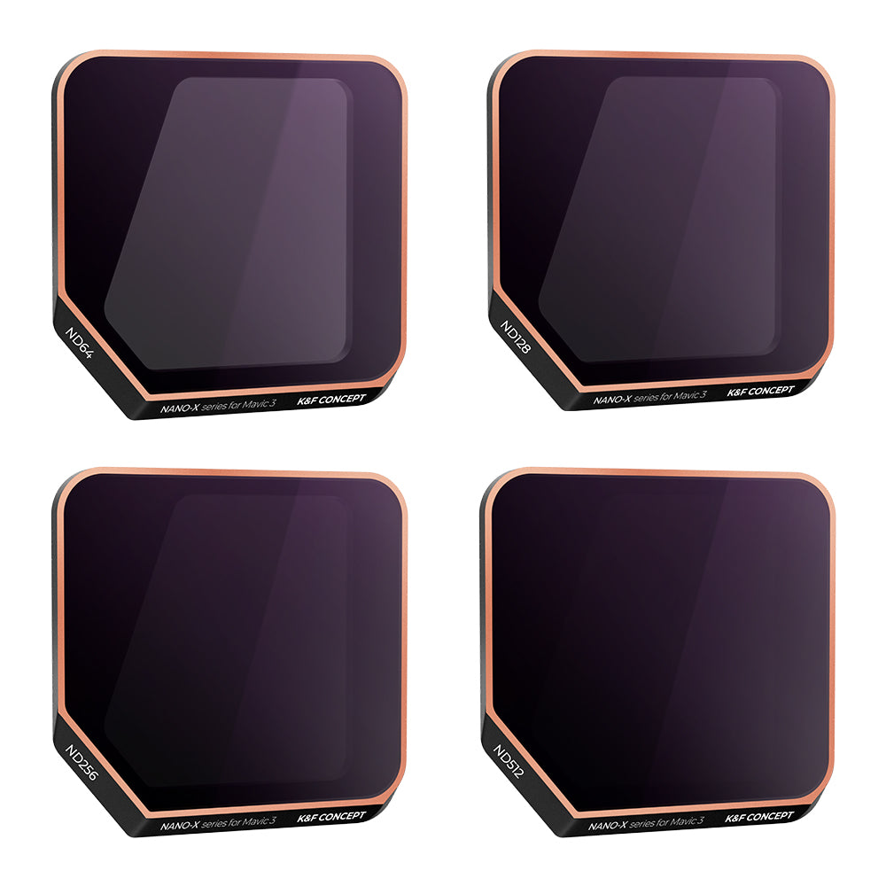 K&amp;F CONCEPT SKU.1892 4Pcs ND Filter Set for DJI Mavic 3 / Mavic 3 Cine, ND64 ND128 ND256 ND512 HD Filters Waterproof Multi-Coated Lens Filters