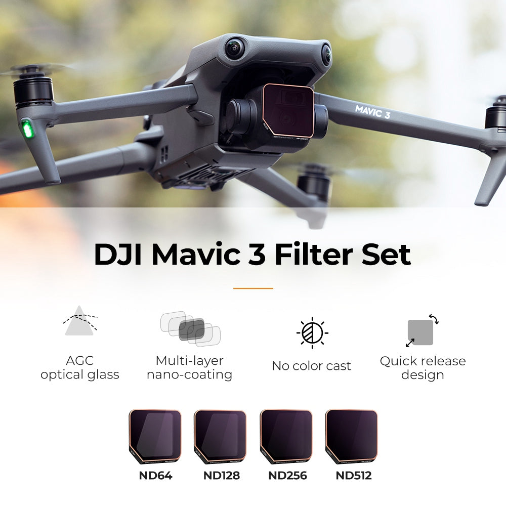 K&amp;F CONCEPT SKU.1892 4Pcs ND Filter Set for DJI Mavic 3 / Mavic 3 Cine, ND64 ND128 ND256 ND512 HD Filters Waterproof Multi-Coated Lens Filters