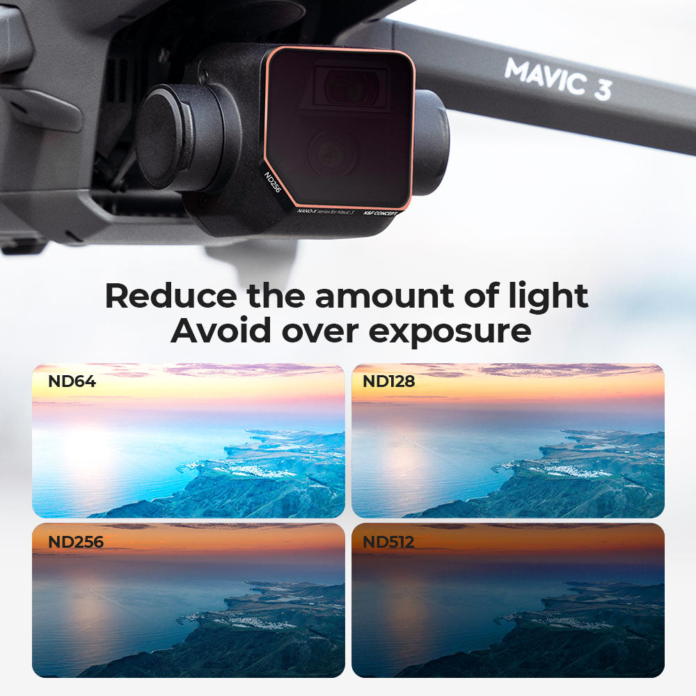 K&amp;F CONCEPT SKU.1892 4Pcs ND Filter Set for DJI Mavic 3 / Mavic 3 Cine, ND64 ND128 ND256 ND512 HD Filters Waterproof Multi-Coated Lens Filters