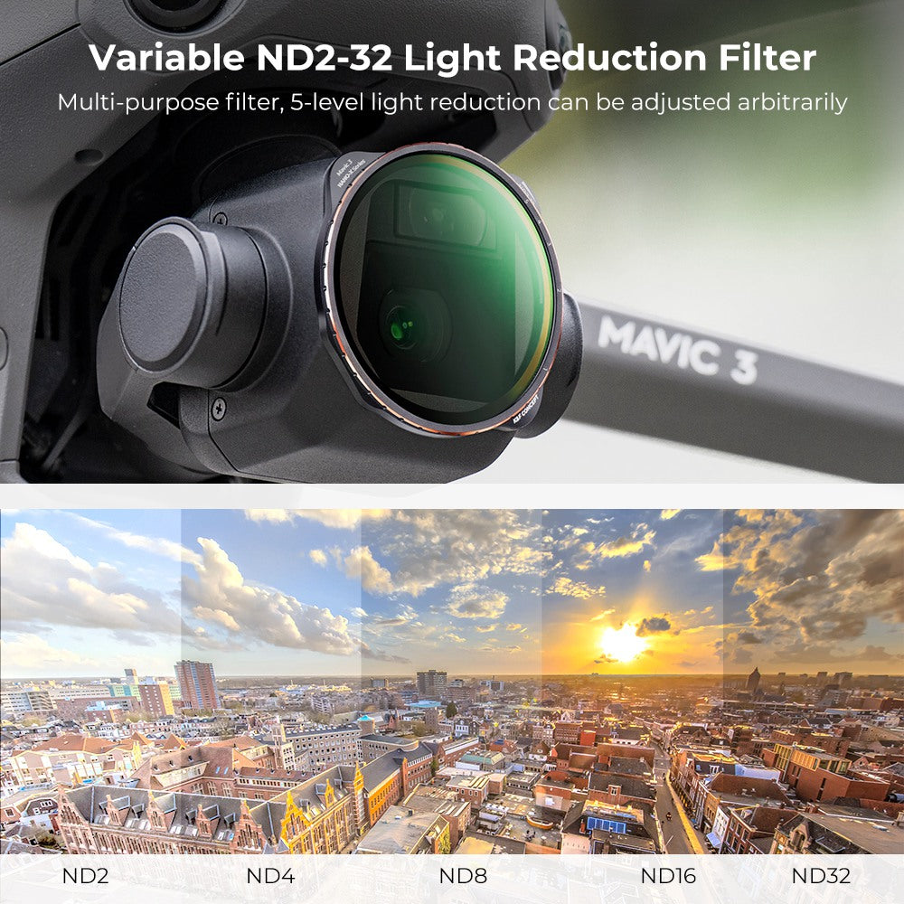 K&amp;F CONCEPT KF01.1855 Multi-Coated Lens Filters for DJI Mavic 3 / Mavic 3 Cine, 5-Gear Adjustable ND2-ND32 Filter Waterproof Anti-Scratch Filters
