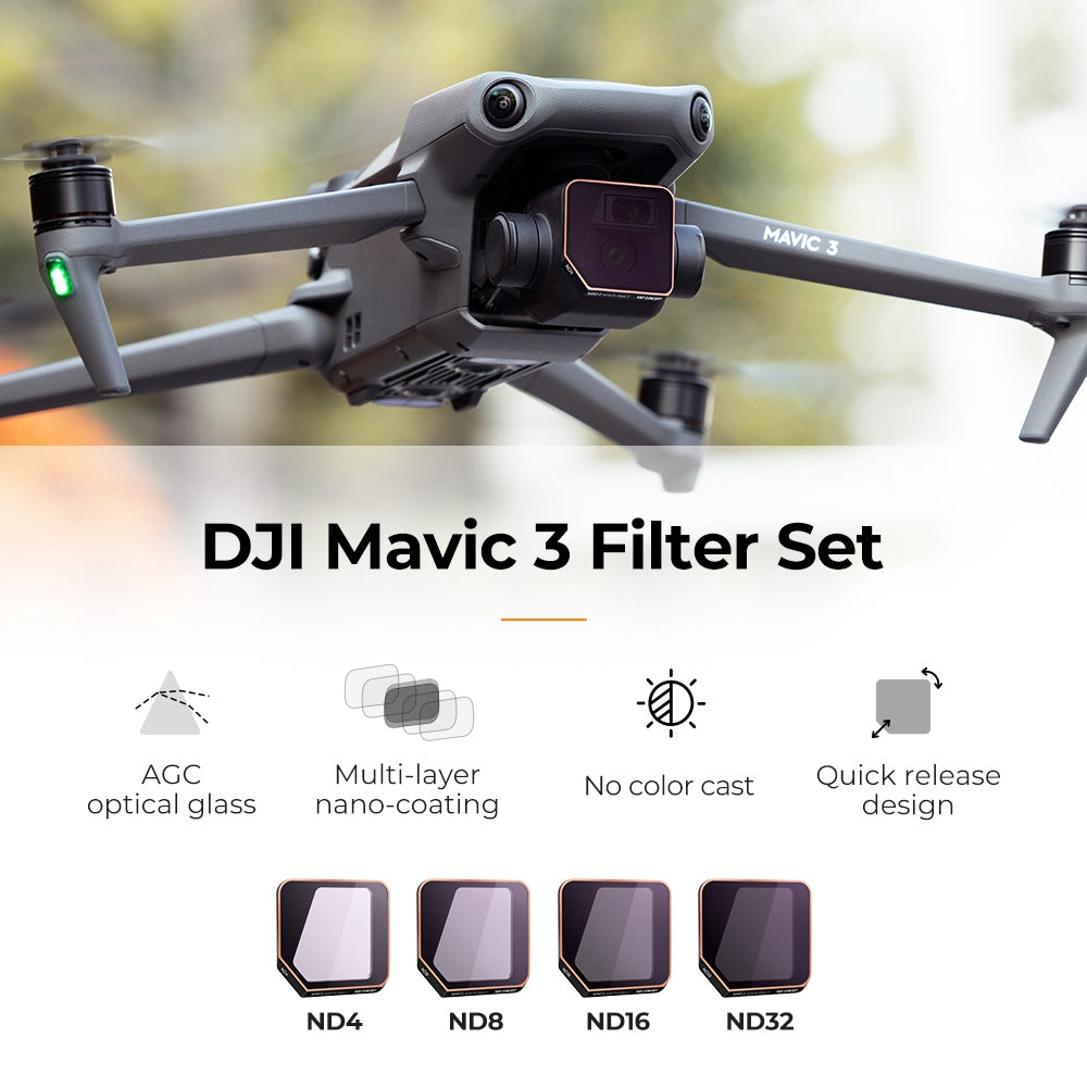 K&amp;F CONCEPT SKU.1891 4Pcs Multi-Coated Filter Set for DJI Mavic 3 / Mavic 3 Cine, ND4 ND8 ND16 ND32 Waterproof HD Filters Anti-Scratch Lens Filters