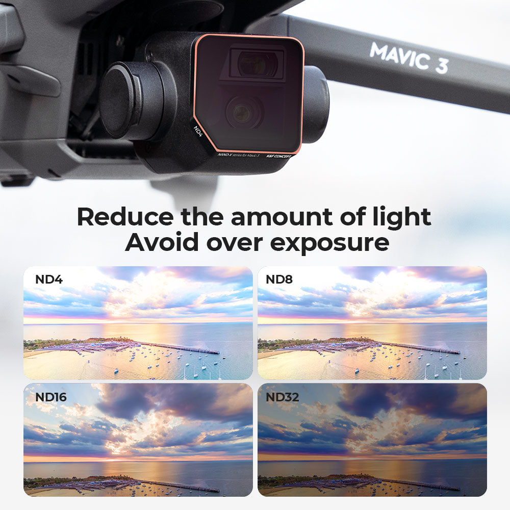 K&amp;F CONCEPT SKU.1891 4Pcs Multi-Coated Filter Set for DJI Mavic 3 / Mavic 3 Cine, ND4 ND8 ND16 ND32 Waterproof HD Filters Anti-Scratch Lens Filters