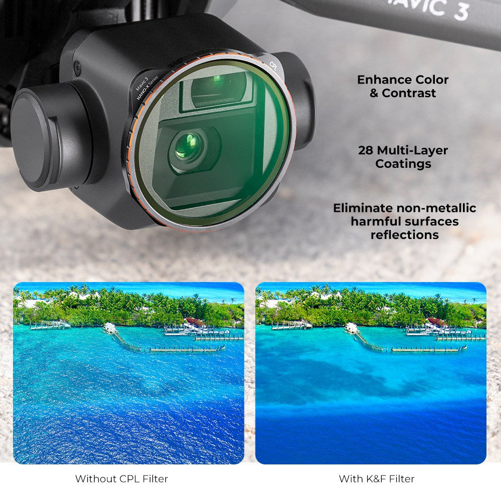 K&amp;F CONCEPT SKU.1889 For DJI Mavic 3 / Mavic 3 Cine, 2Pcs Filter Set 5-Gear Adjustable ND2-ND32 Filter + CPL Filter Multi-Coated Lens Filters