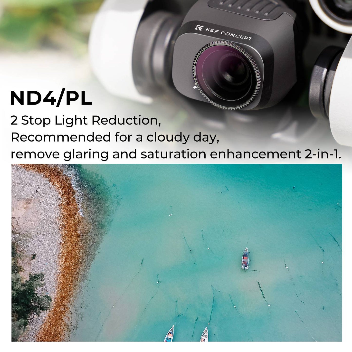 K&amp;F CONCEPT KF01.2042 2-in-1 ND4 / PL Filter for DJI Mini 3 Pro Multi-Coated Lens Filters Water Resistant Anti-Scratch Filters
