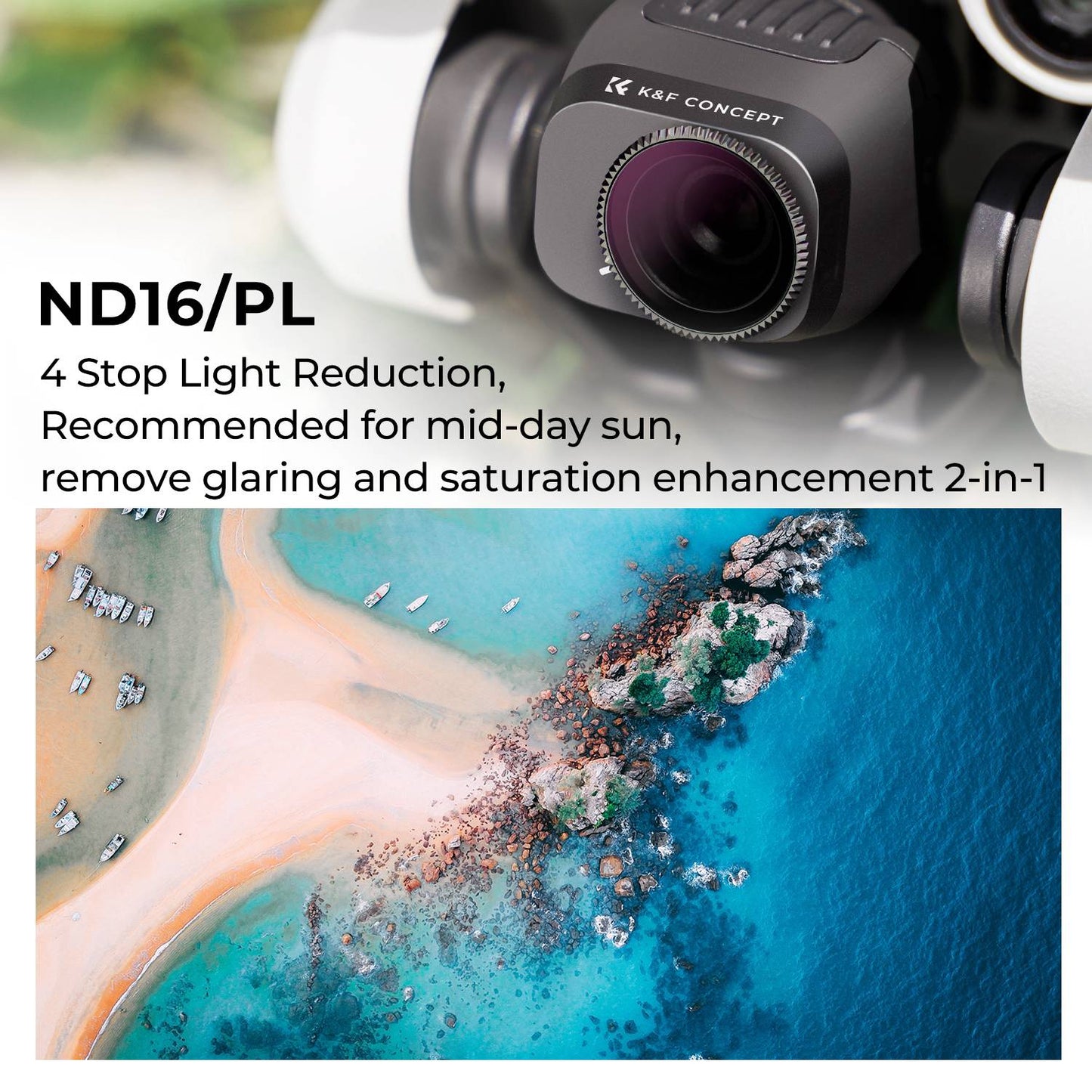 K&amp;F CONCEPT KF01.2044 Multi-Coated 2-in-1 ND16 / PL Filter for DJI Mini 3 Pro Waterproof Filters 4-stop Single-Sided Anti-Reflection Green Film Filter