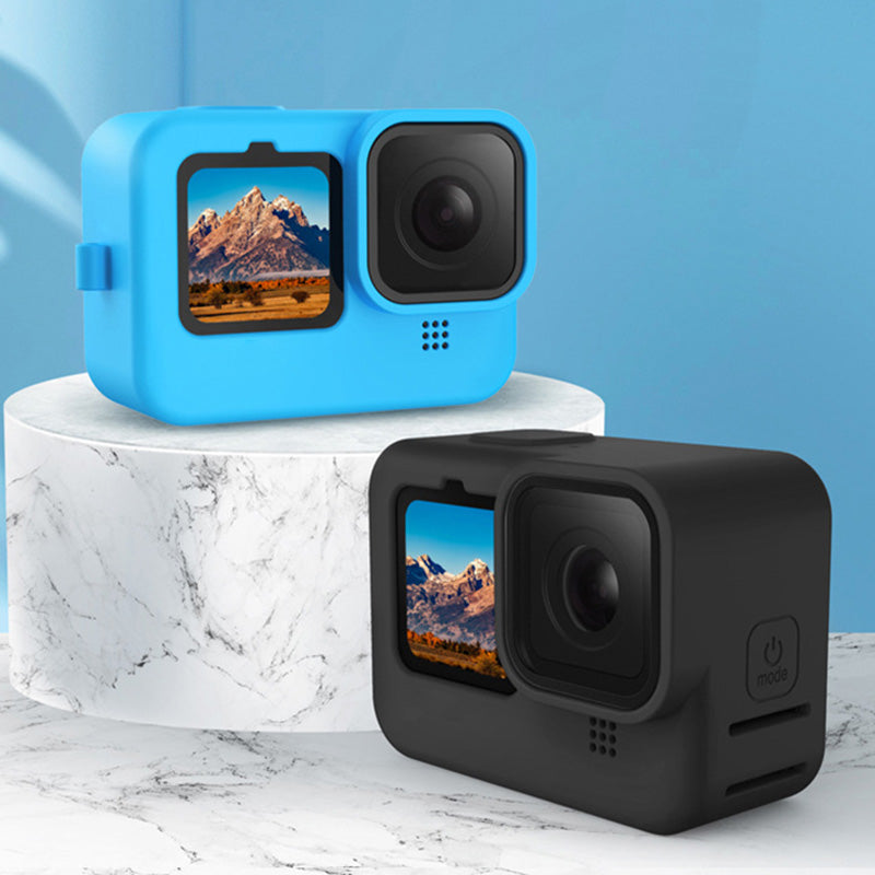 for GoPro 9 / 10 Action Camera Silicone Cover Anti-drop Protective Sleeve with Lens Cover and Anti-lost Rope - Green