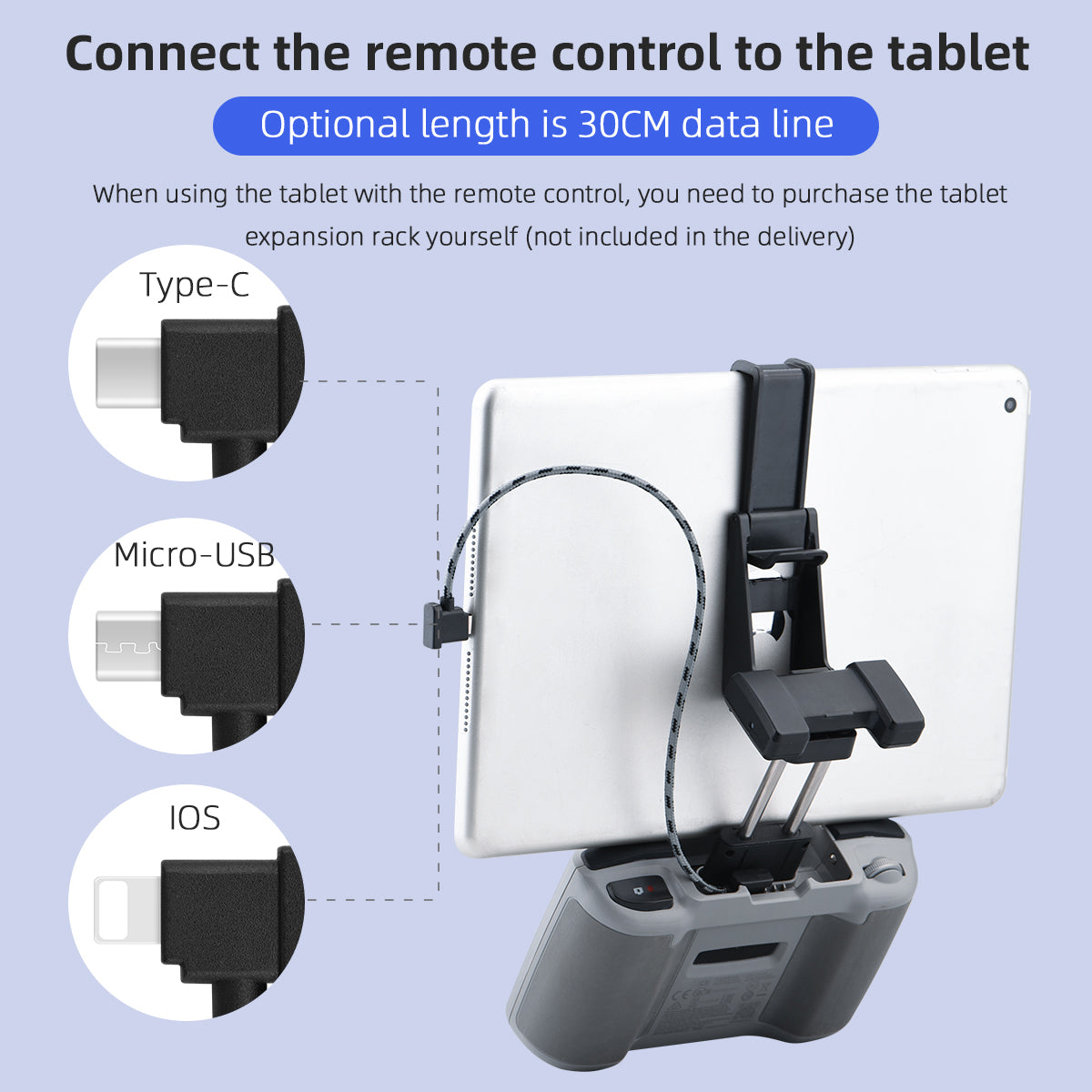BRDRC DJI-8463 For DJI Mavic 3 Remote Controller Connection Cable Data Line Connecting with Mobile Phones, Length: 15cm - Type-C to Lightning