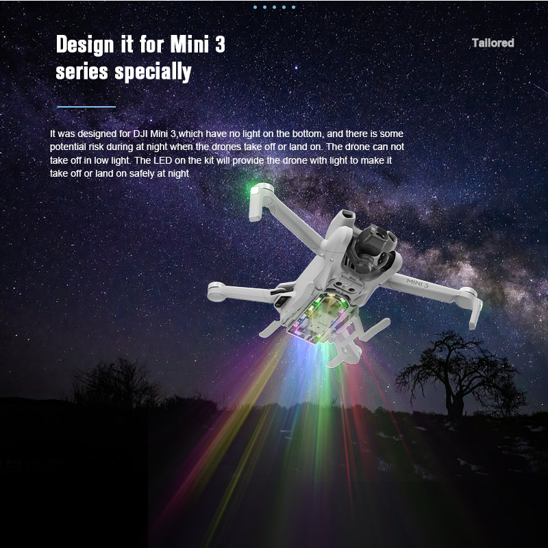 STARTRC 1116281 For DJI Mini 3 RC Drone Landing Gear Foldable LED Light Shockrpoof Landing Gear Landing Leg