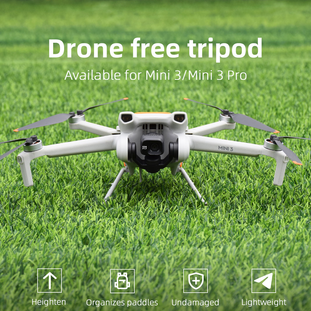 BRDRC For DJI Mini 3 / Mini 3 Pro Foldable Landing Gear ABS Height Extender with Silicone Strap - Grey