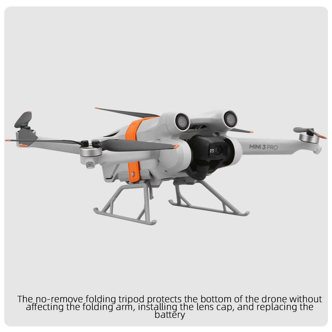 BRDRC For DJI Mini 3 / Mini 3 Pro Foldable Landing Gear ABS Height Extender with Silicone Strap - Grey