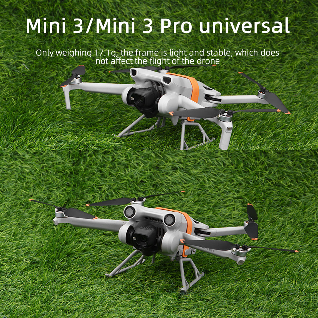 BRDRC For DJI Mini 3 / Mini 3 Pro Foldable Landing Gear ABS Height Extender with Silicone Strap - Grey