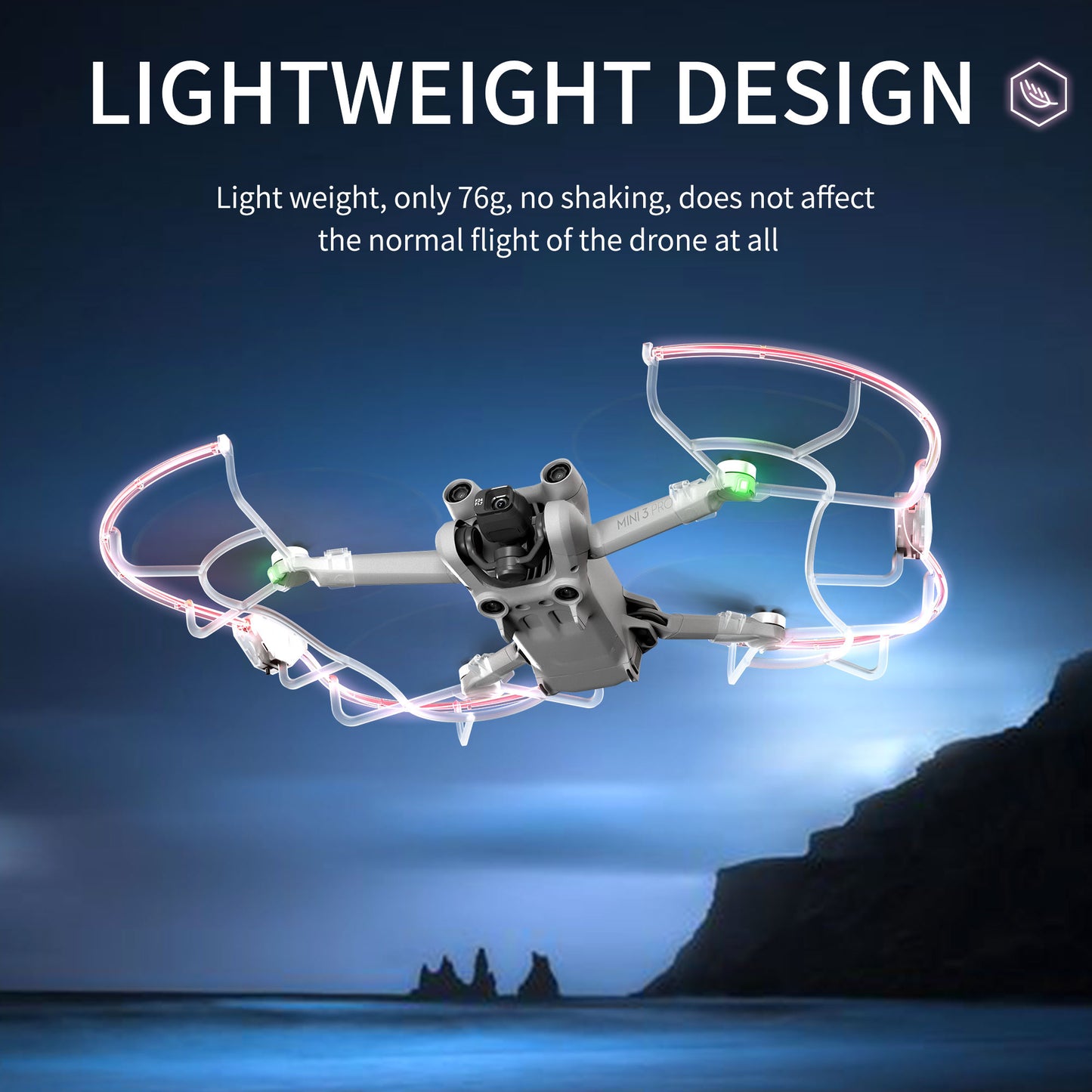 STARTRC 1121186 For DJI Mini 3 / Mini 3 Pro Glowing Propeller Guard Protective Cover Blade Anti-collision Ring