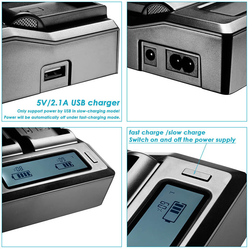 Uniqkart NW-846 Dual Channel LCD Battery Charger for Sony F550 F750 F960 Battery Charger Adapter