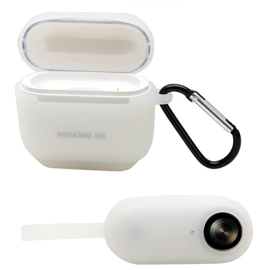 Uniqkart for Insta360 GO Anti-drop Camera Protective Cover Soft Silicone Case with Charging Case Silicone Cover and Carabiner - Transparent