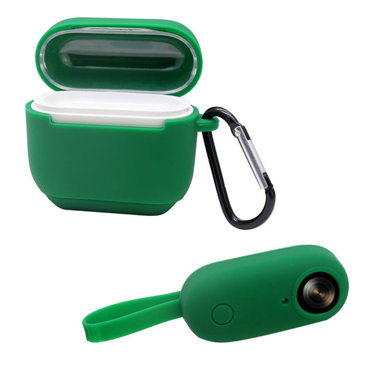 Uniqkart for Insta360 GO Anti-drop Camera Protective Cover Soft Silicone Case with Charging Case Silicone Cover and Carabiner - Green