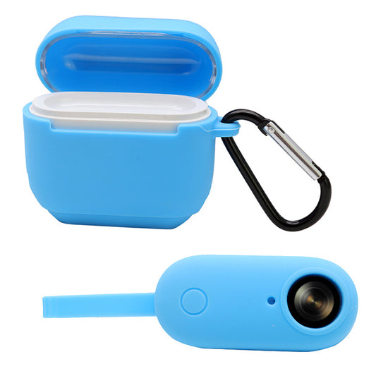 Uniqkart for Insta360 GO Anti-drop Camera Protective Cover Soft Silicone Case with Charging Case Silicone Cover and Carabiner - Blue