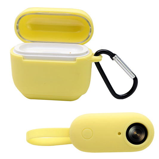 Uniqkart for Insta360 GO Anti-drop Camera Protective Cover Soft Silicone Case with Charging Case Silicone Cover and Carabiner - Yellow