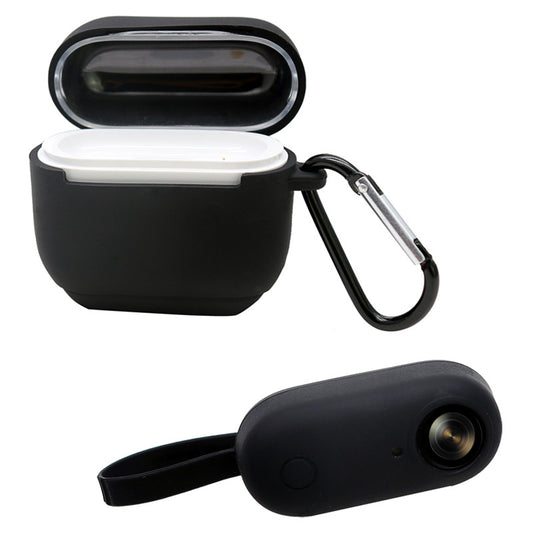 Uniqkart for Insta360 GO Anti-drop Camera Protective Cover Soft Silicone Case with Charging Case Silicone Cover and Carabiner - Black