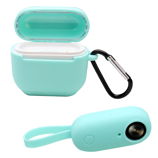 Uniqkart for Insta360 GO Anti-drop Camera Protective Cover Soft Silicone Case with Charging Case Silicone Cover and Carabiner - Light Green