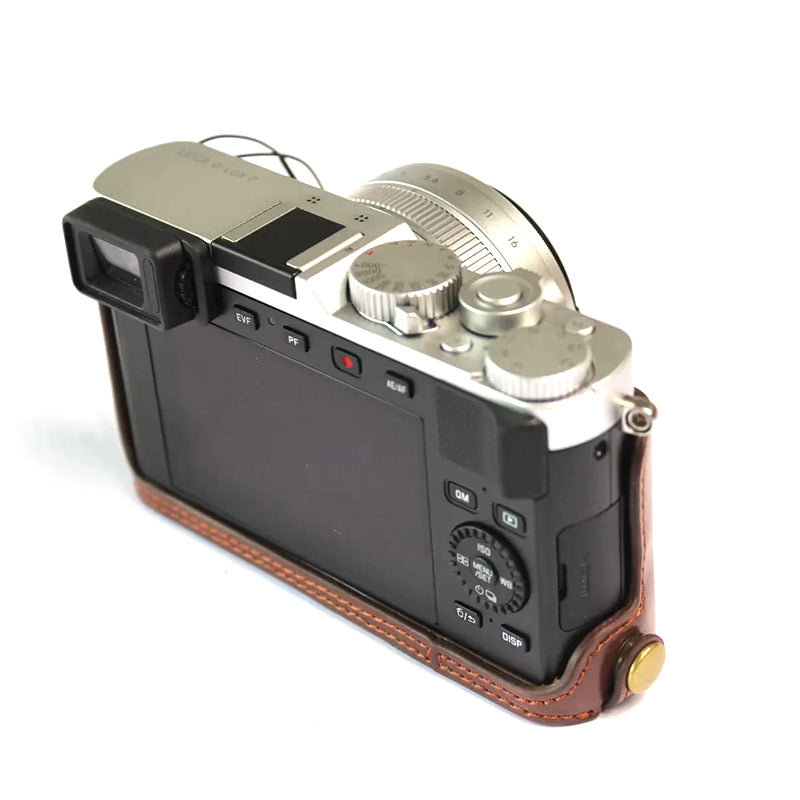 Uniqkart for Leica D-lux7 Replacement Half Camera Case Bottom Opening PU Leather Bag Cover - Coffee
