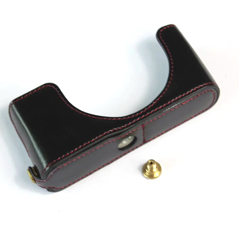 Uniqkart for Leica D-lux7 Replacement Half Camera Case Bottom Opening PU Leather Bag Cover - Black
