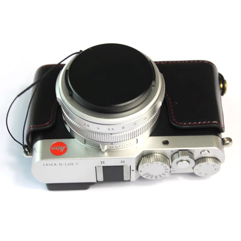 Uniqkart for Leica D-lux7 Replacement Half Camera Case Bottom Opening PU Leather Bag Cover - Black