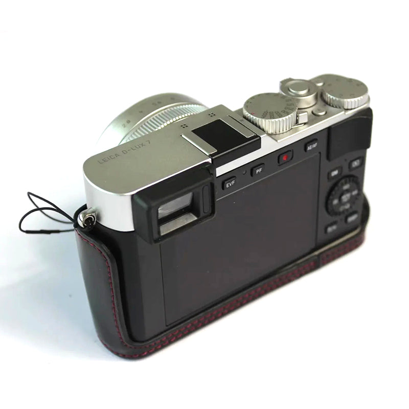 Uniqkart for Leica D-lux7 Replacement Half Camera Case Bottom Opening PU Leather Bag Cover - Black