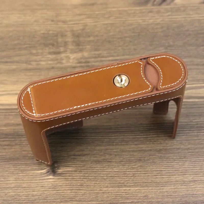 Uniqkart for Leica Q Digital Camera PU Leather Bottom Case Battery Opening Design Protective Half Body Cover - Brown