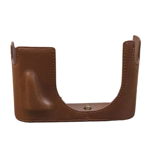 Uniqkart for Leica Q Digital Camera PU Leather Bottom Case Battery Opening Design Protective Half Body Cover - Coffee