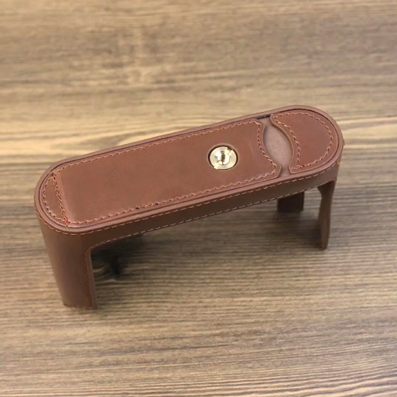 Uniqkart for Leica Q Digital Camera PU Leather Bottom Case Battery Opening Design Protective Half Body Cover - Coffee