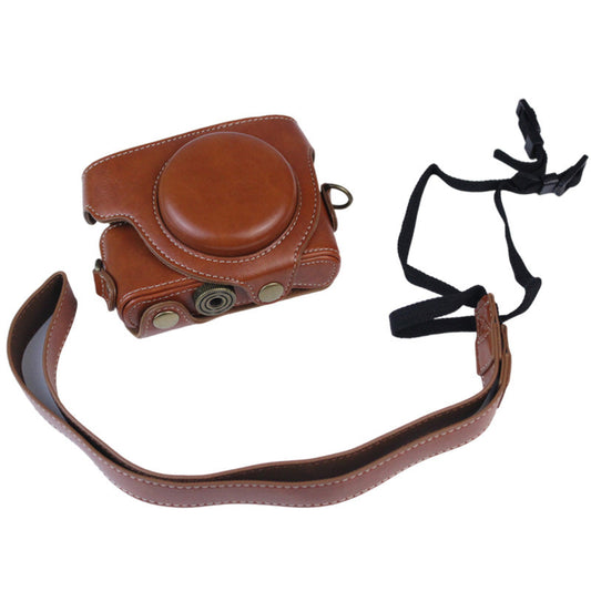 PU Leather Camera Bag for Sony RX100M7/RX100M6/RX100M5/RX100M4/RX100M3/RX100M2/RX100M1, Vintage Camera Case with Shoulder Strap - Brown