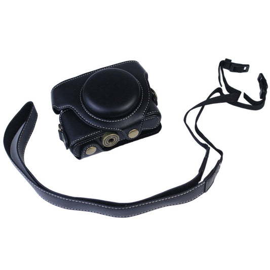 PU Leather Camera Bag for Sony RX100M7/RX100M6/RX100M5/RX100M4/RX100M3/RX100M2/RX100M1, Vintage Camera Case with Shoulder Strap - Black