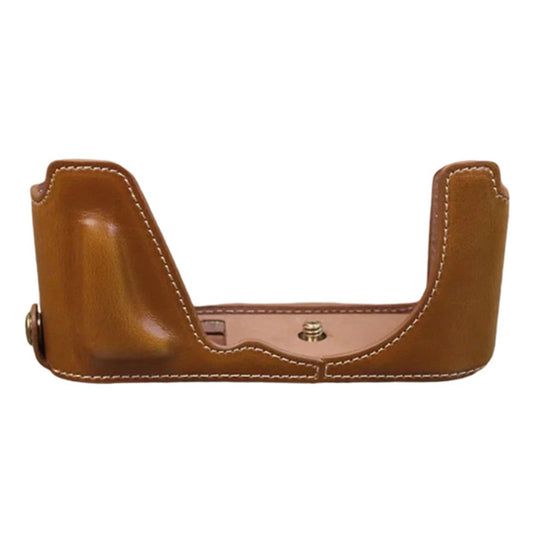 Uniqkart for Leica CL Replacement PU Leather Battery Opening Protective Bottom Cover Half Body Case - Brown