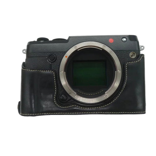 Uniqkart for Fujifilm GFX50R PU Leather Half Body Bottom Case Protective Cover with Battery Opening Design - Black