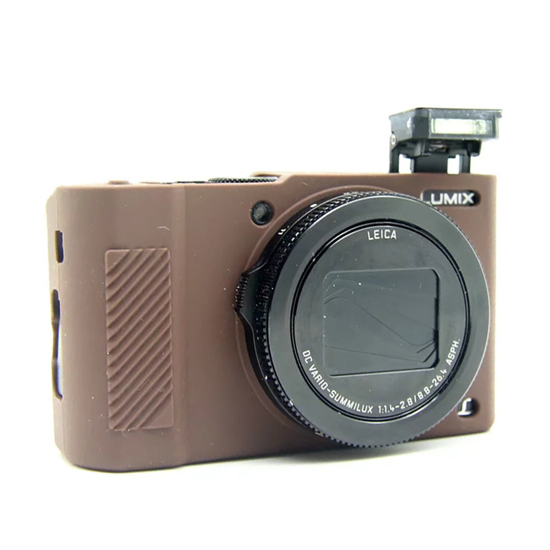 Uniqkart for Panasonic LX10 Soft Silicone Protective Case Digital Camera Anti-scratch Anti-drop Cover - Coffee