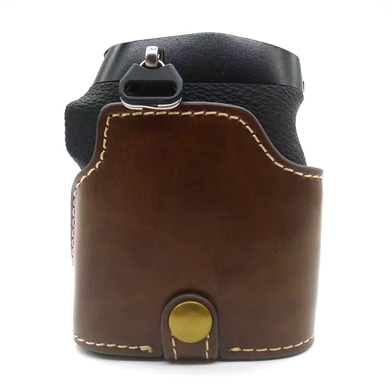 PU Leather Camera Bottom Case for Fujifilm X-S10, Anti-scratch Half Body Cover with Battery Opening - Coffee