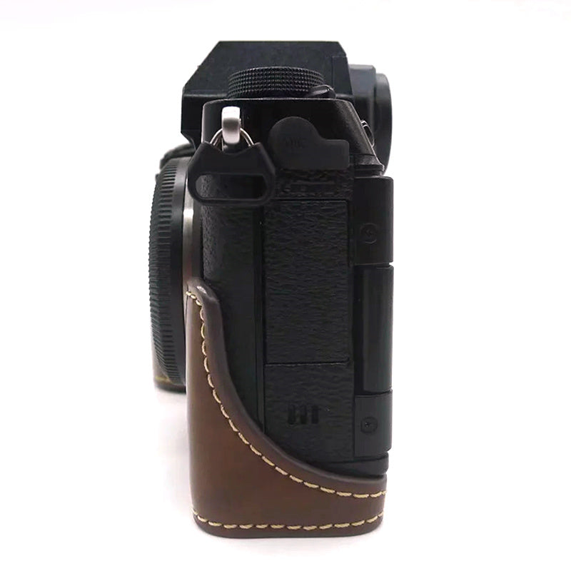 PU Leather Camera Bottom Case for Fujifilm X-S10, Anti-scratch Half Body Cover with Battery Opening - Coffee
